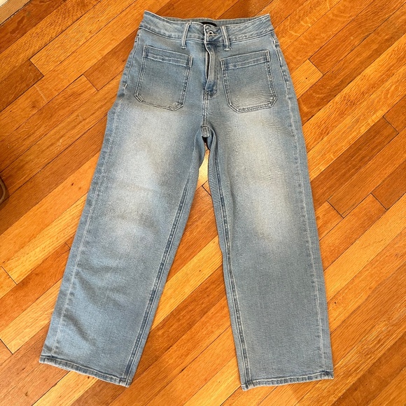 Quince Bella Stretch Patch Pocket Wide Leg Jeans - Size 26 - Frosted Blue - Picture 2 of 5